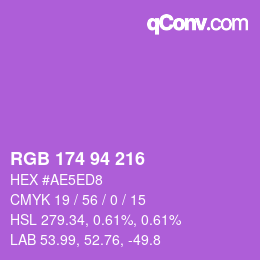 カラーコード: RGB 174 94 216 | qconv.com