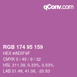 颜色代码: RGB 174 95 159 | qconv.com