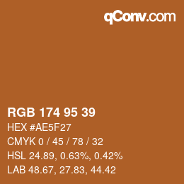 Color code: RGB 174 95 39 | qconv.com