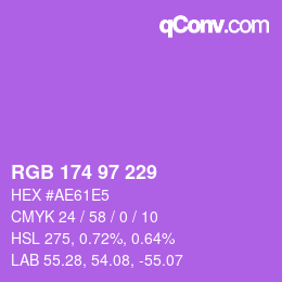 Color code: RGB 174 97 229 | qconv.com