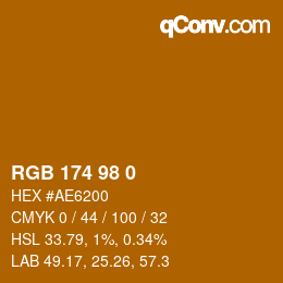 Color code: RGB 174 98 0 | qconv.com