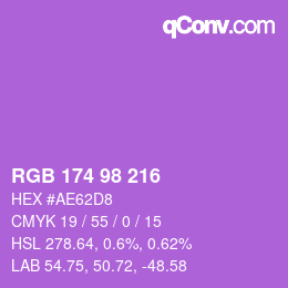 Farbcode: RGB 174 98 216 | qconv.com