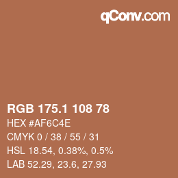 カラーコード: RGB 175.1 108 78 | qconv.com