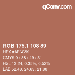 カラーコード: RGB 175.1 108 89 | qconv.com