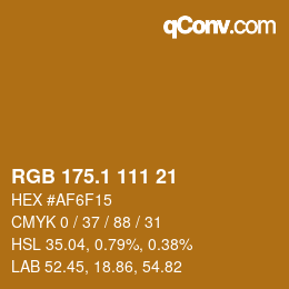 カラーコード: RGB 175.1 111 21 | qconv.com
