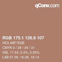 カラーコード: RGB 175.1 126.8 107 | qconv.com