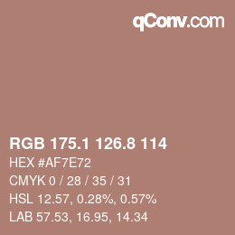 Color code: RGB 175.1 126.8 114 | qconv.com