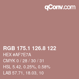 カラーコード: RGB 175.1 126.8 122 | qconv.com