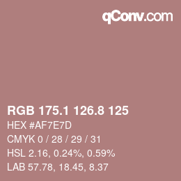 Color code: RGB 175.1 126.8 125 | qconv.com