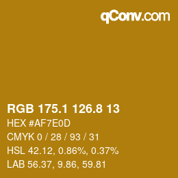 カラーコード: RGB 175.1 126.8 13 | qconv.com