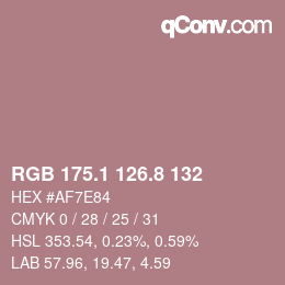 Color code: RGB 175.1 126.8 132 | qconv.com