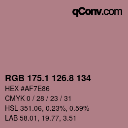 Color code: RGB 175.1 126.8 134 | qconv.com
