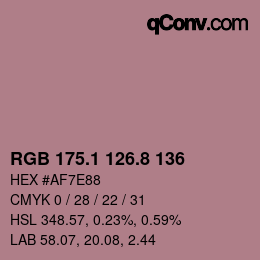 カラーコード: RGB 175.1 126.8 136 | qconv.com