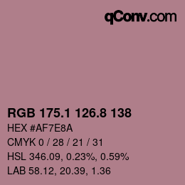 Color code: RGB 175.1 126.8 138 | qconv.com
