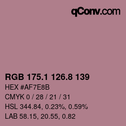Color code: RGB 175.1 126.8 139 | qconv.com