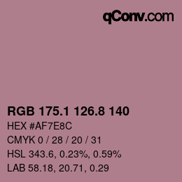 Color code: RGB 175.1 126.8 140 | qconv.com