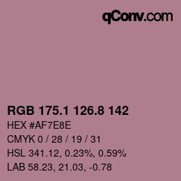 Color code: RGB 175.1 126.8 142 | qconv.com