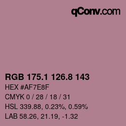 Color code: RGB 175.1 126.8 143 | qconv.com