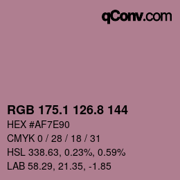 カラーコード: RGB 175.1 126.8 144 | qconv.com