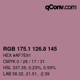 カラーコード: RGB 175.1 126.8 145 | qconv.com
