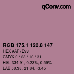 カラーコード: RGB 175.1 126.8 147 | qconv.com