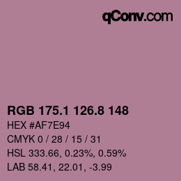Color code: RGB 175.1 126.8 148 | qconv.com