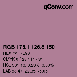 カラーコード: RGB 175.1 126.8 150 | qconv.com