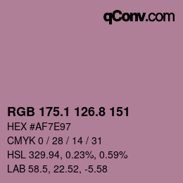 カラーコード: RGB 175.1 126.8 151 | qconv.com