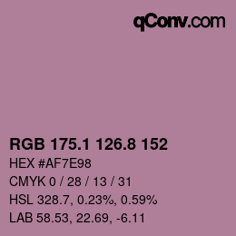 カラーコード: RGB 175.1 126.8 152 | qconv.com