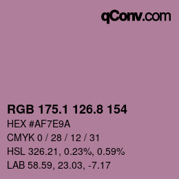 カラーコード: RGB 175.1 126.8 154 | qconv.com