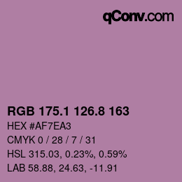 Color code: RGB 175.1 126.8 163 | qconv.com