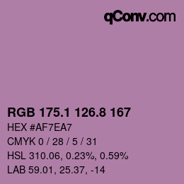 カラーコード: RGB 175.1 126.8 167 | qconv.com