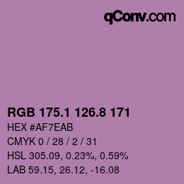カラーコード: RGB 175.1 126.8 171 | qconv.com