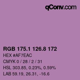 カラーコード: RGB 175.1 126.8 172 | qconv.com