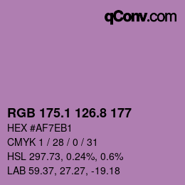 カラーコード: RGB 175.1 126.8 177 | qconv.com