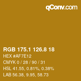 カラーコード: RGB 175.1 126.8 18 | qconv.com