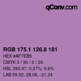 カラーコード: RGB 175.1 126.8 181 | qconv.com