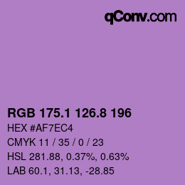 カラーコード: RGB 175.1 126.8 196 | qconv.com