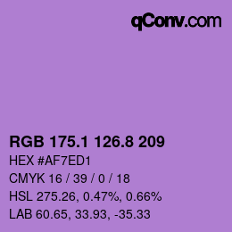 カラーコード: RGB 175.1 126.8 209 | qconv.com