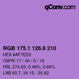 カラーコード: RGB 175.1 126.8 210 | qconv.com