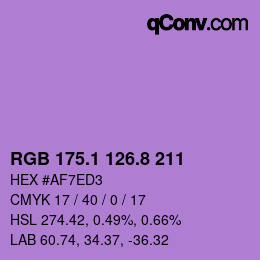 カラーコード: RGB 175.1 126.8 211 | qconv.com