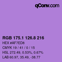 カラーコード: RGB 175.1 126.8 216 | qconv.com