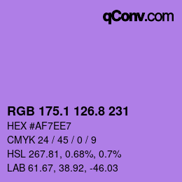 カラーコード: RGB 175.1 126.8 231 | qconv.com