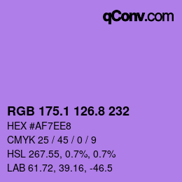カラーコード: RGB 175.1 126.8 232 | qconv.com