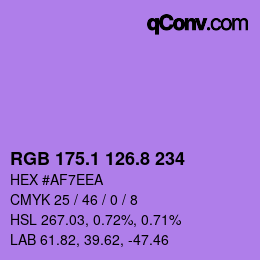 カラーコード: RGB 175.1 126.8 234 | qconv.com