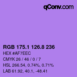 カラーコード: RGB 175.1 126.8 236 | qconv.com