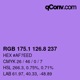 カラーコード: RGB 175.1 126.8 237 | qconv.com