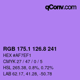 カラーコード: RGB 175.1 126.8 241 | qconv.com