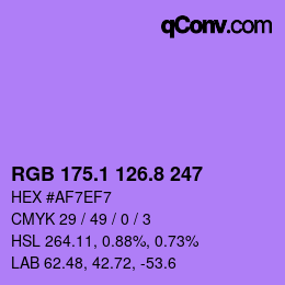 カラーコード: RGB 175.1 126.8 247 | qconv.com