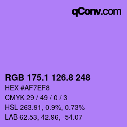 カラーコード: RGB 175.1 126.8 248 | qconv.com